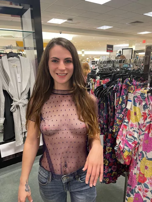 Shopping in sheer shirts for the win