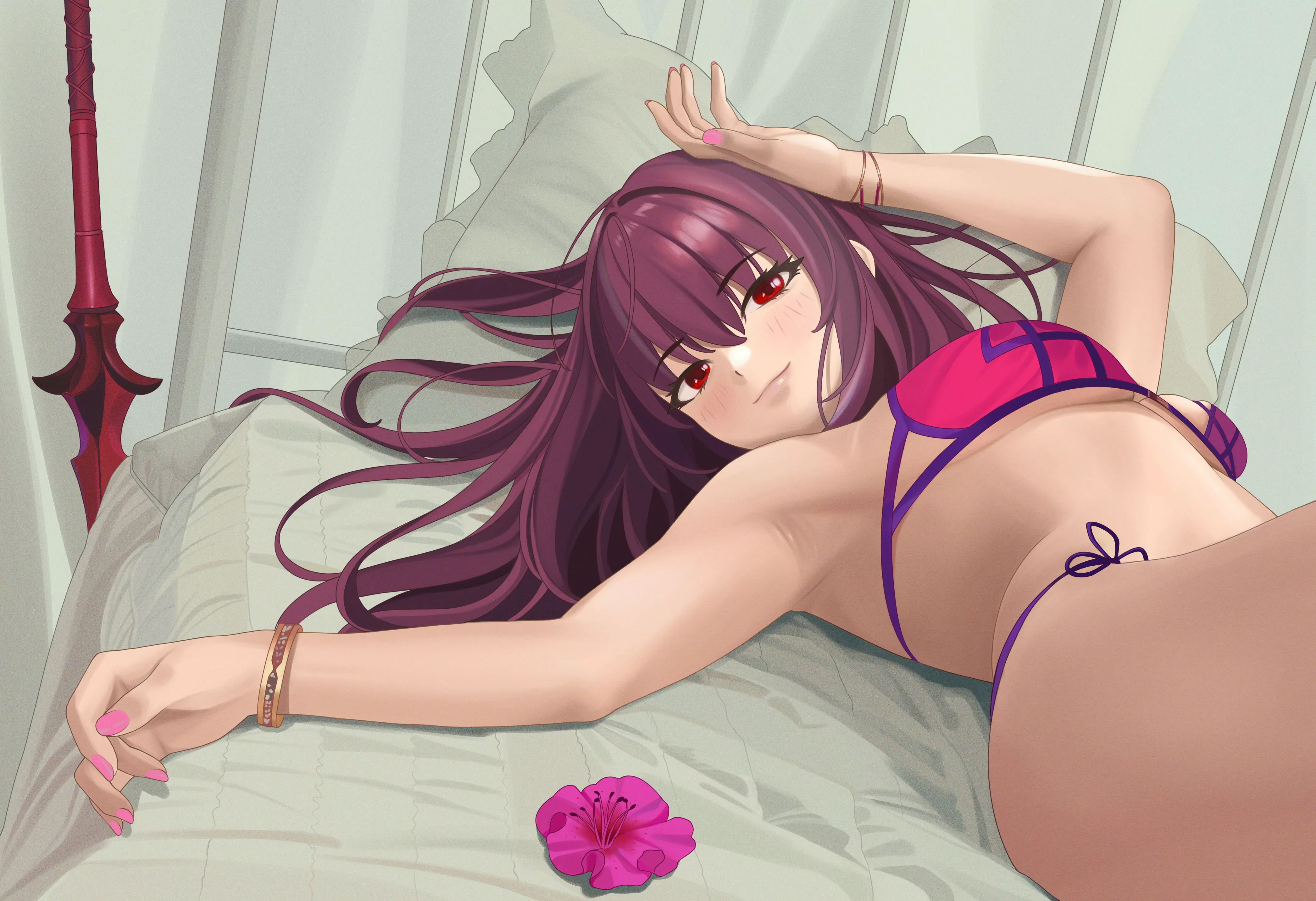 Scathach Bikini In Bed On Her Back (Quatthro ) [Fate]