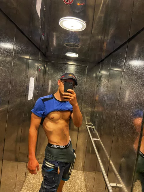 Super risky elevator shot 🤭 what would you do if you run into me like that? 😏