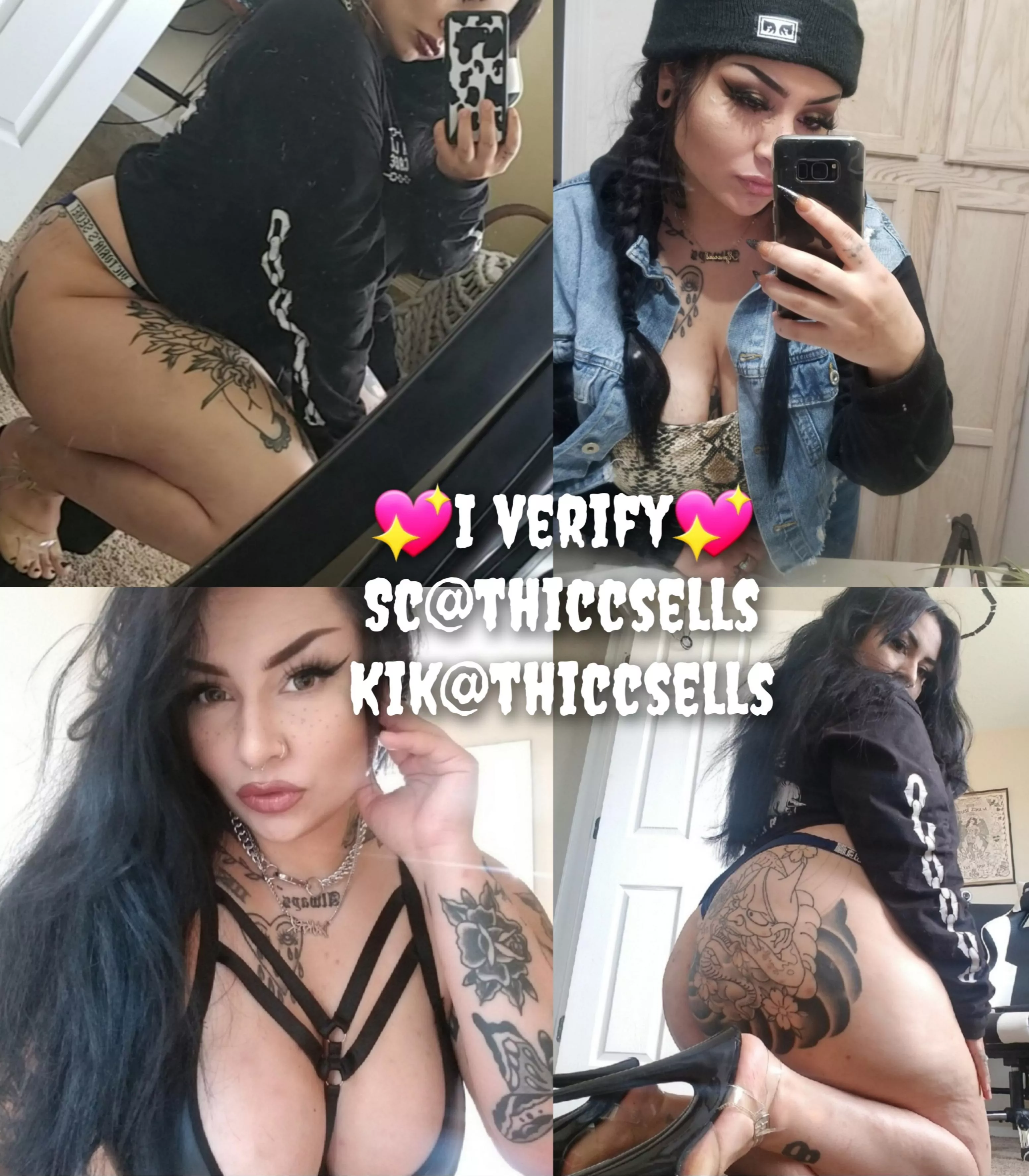 [selling] 24, I VERIFY! Thic tatted kinky slut at your service🌸 I offer sext, cam, weekly or daily gfe, cock rates, kink fetish bdsm play! I can squirt also💦 I VERIFY! kik@thiccsells sc@thiccsells