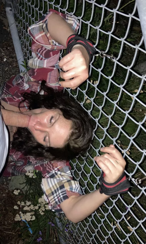 Marched down a busy street in a g-string and open shirt, tits exposed, then bound forced to suck cock until some guy in a truck got too creepy.