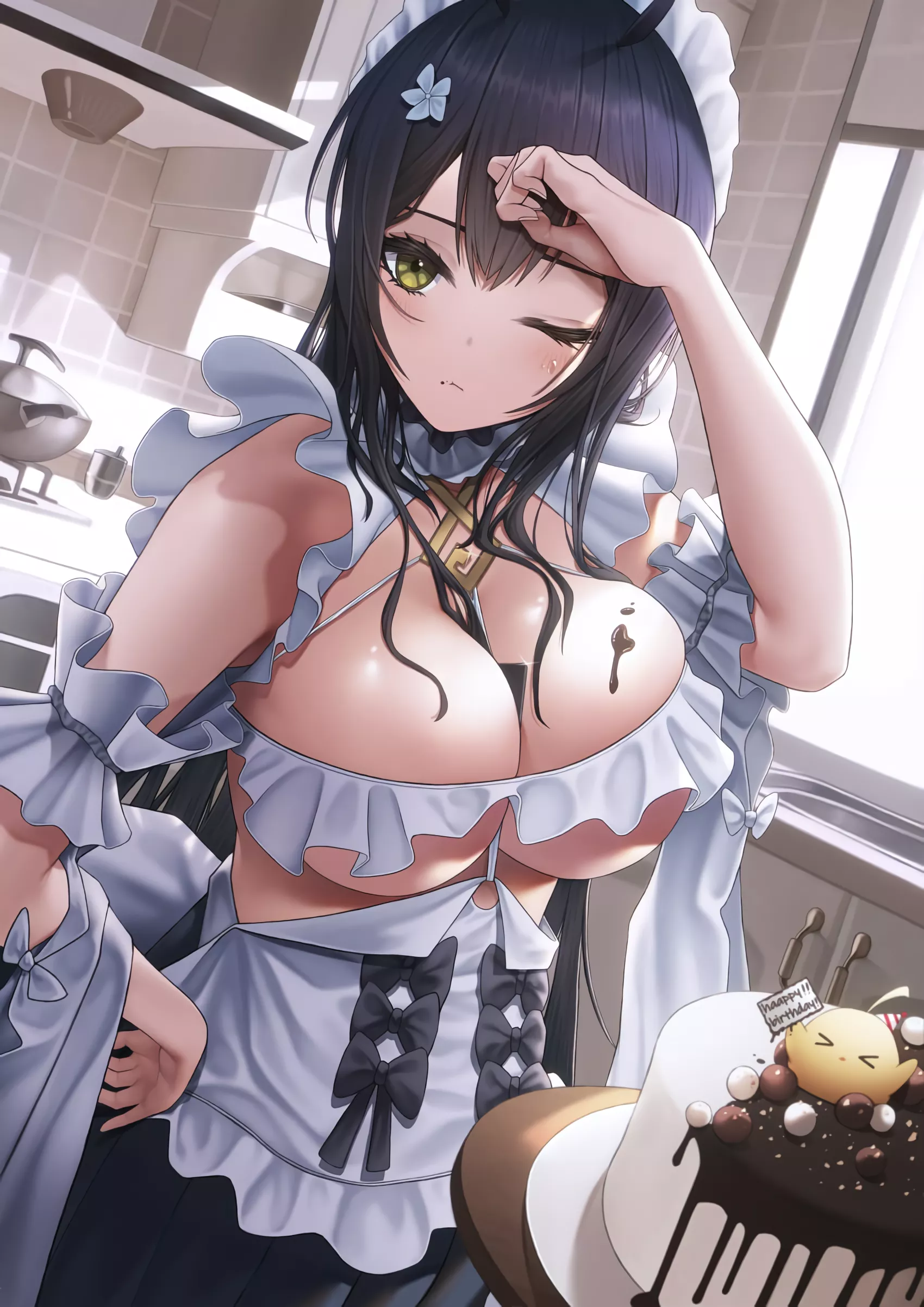 Indomitable making Chocolate cake in the kitchen (Sanai_) [Azur Lane]