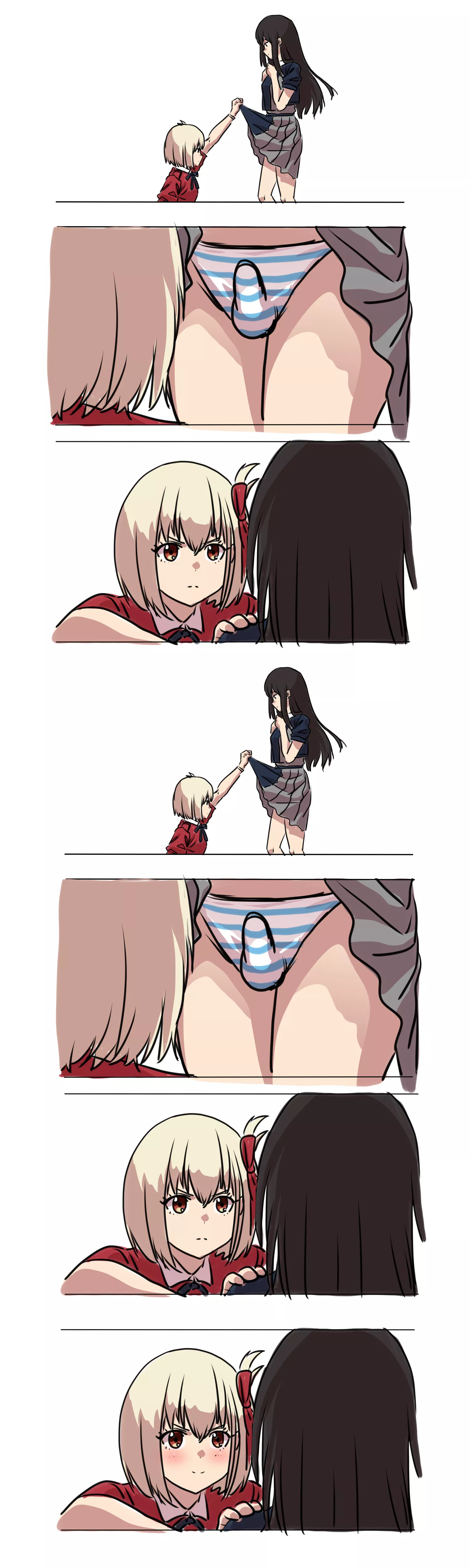 Inoue Takina And Nishikigi Chisato Checking Under The Skirt (Akaringh) [Lycoris Recoil ]