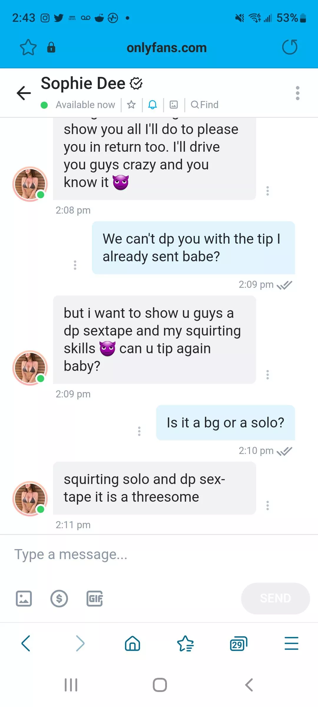 OF DP? Does she have one or this just a way for her to get me to pay for something that's already out there?