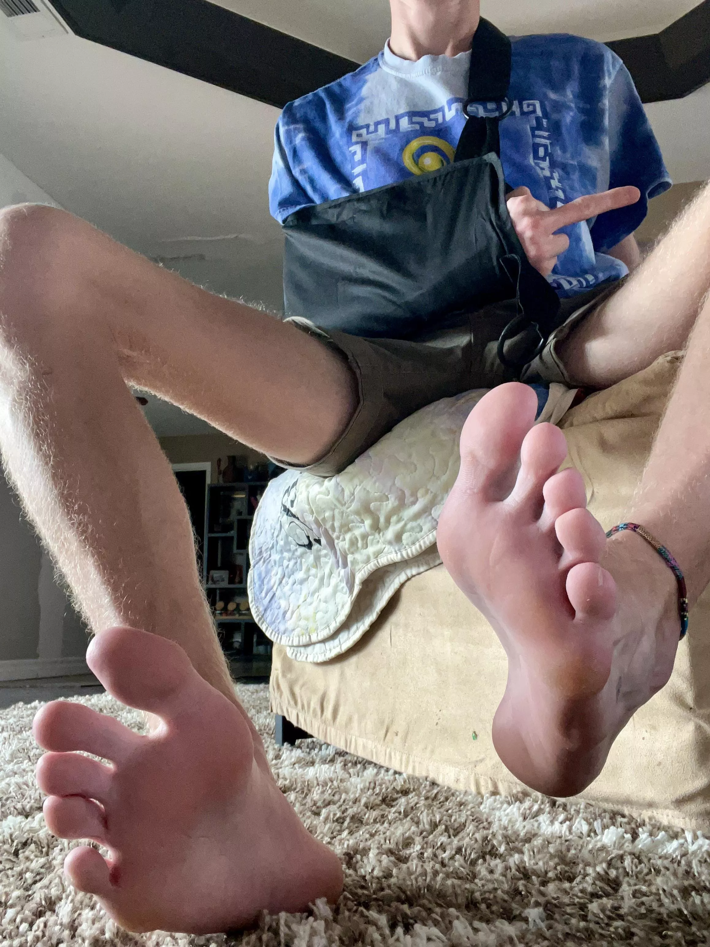 I may have a hurt arm, but I’m still going to overpower you.