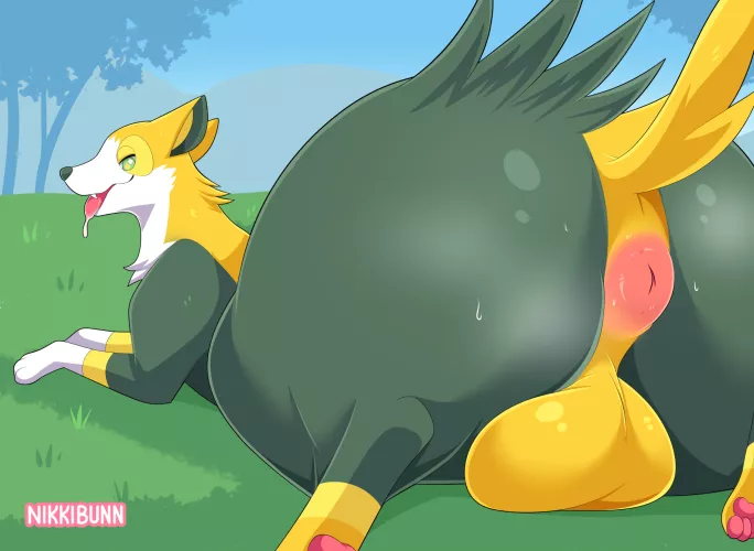 Took my Poke Dog for a walk in Isolated Park and now she's showing to me that she's in heat.. Yeah, that underneath is your pussy (Artist: Nikkibunn)