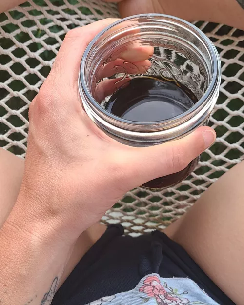 Iced coffee on the porch swing, perfect summer morning