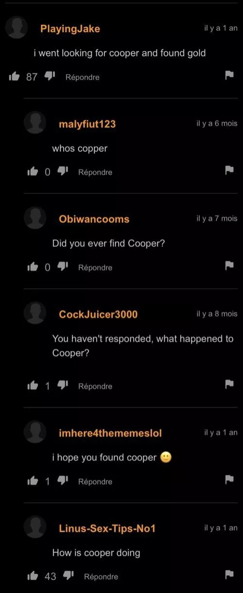 Cooper has gone missing :’(