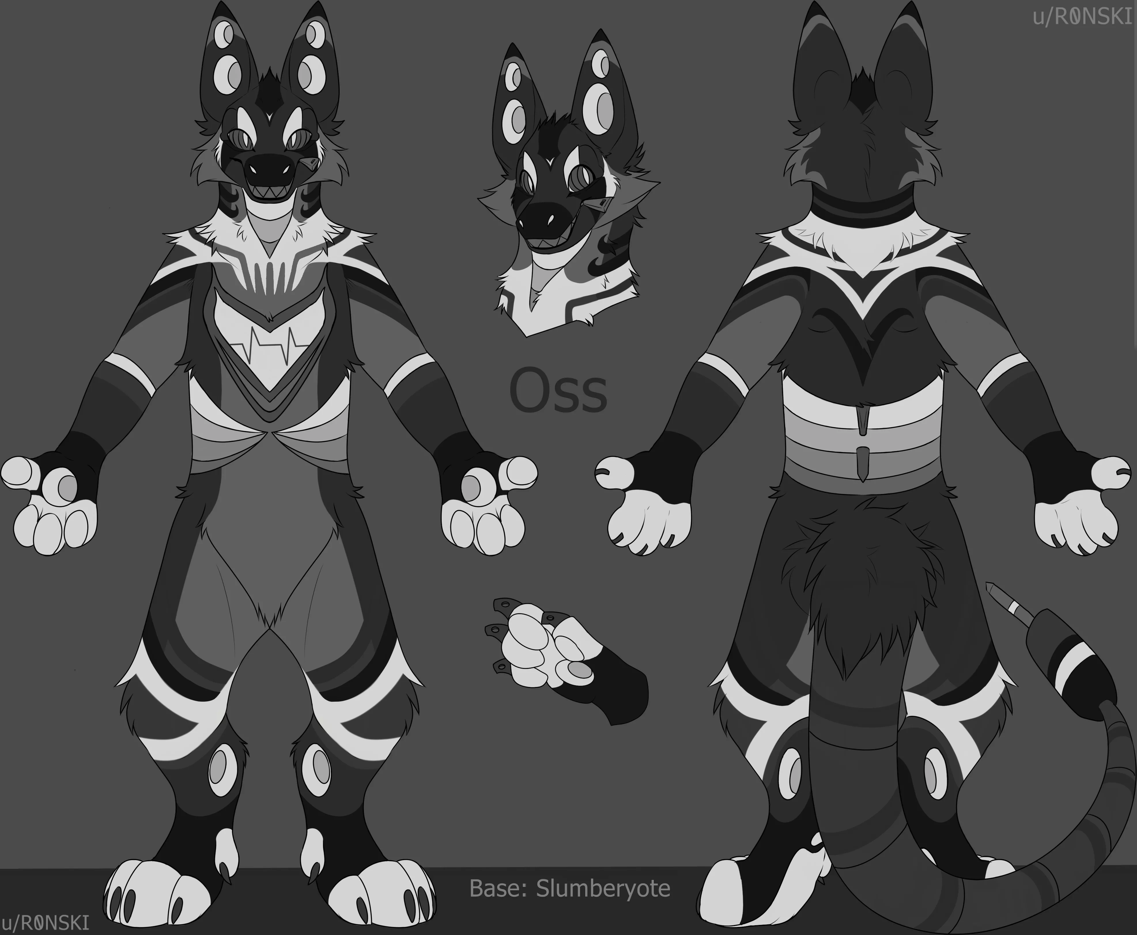 i remade my Ampwave fursona, hes name is Oss [Credit to Slumberyote for the base]