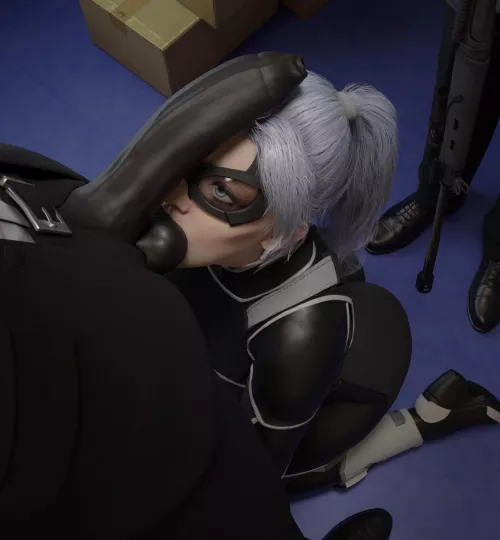 Black Cat distracting the guards (emberstock)