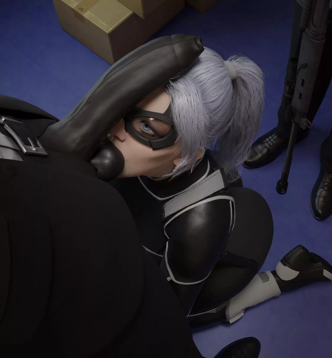 Black Cat distracting the guards (emberstock)