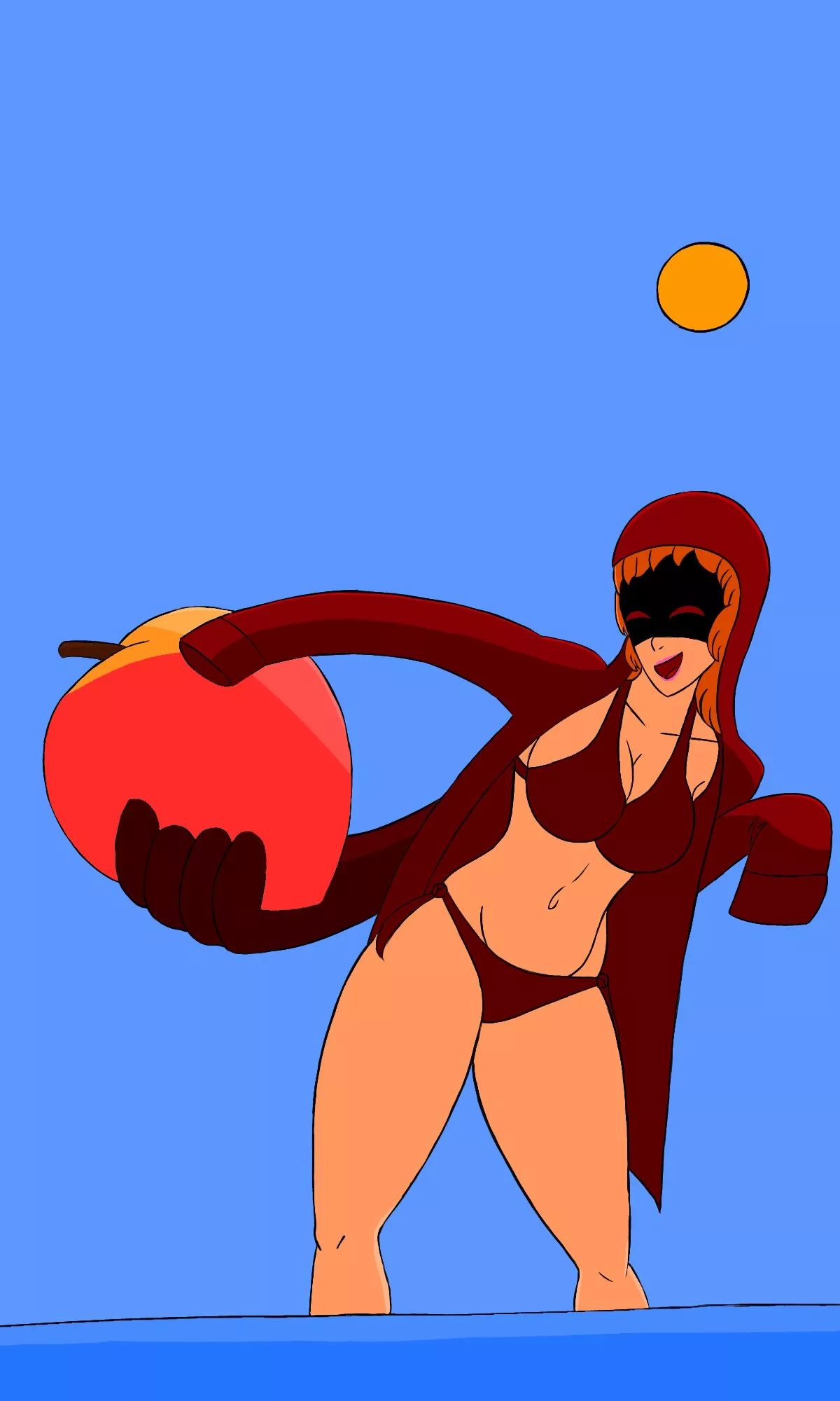 Maroon Fist at the beach with a giant peach :D