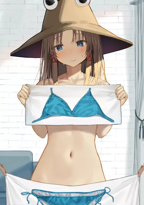 “Wearing” a blue swimsuit