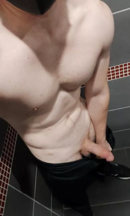 Gym bathroom after work working out. Got a little too pumped….