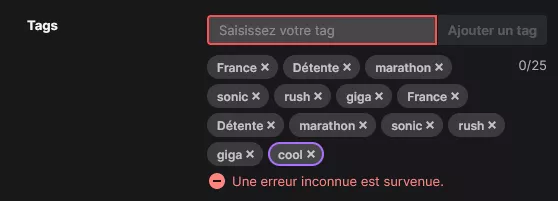 Hi ! I don't know how, but my tags doubled, and since I've over 10 tags, I can't delete them because 