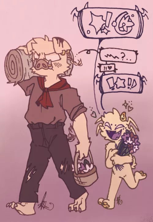 my main oc and a friend's oc(mine is the one that looks like an arachnid)