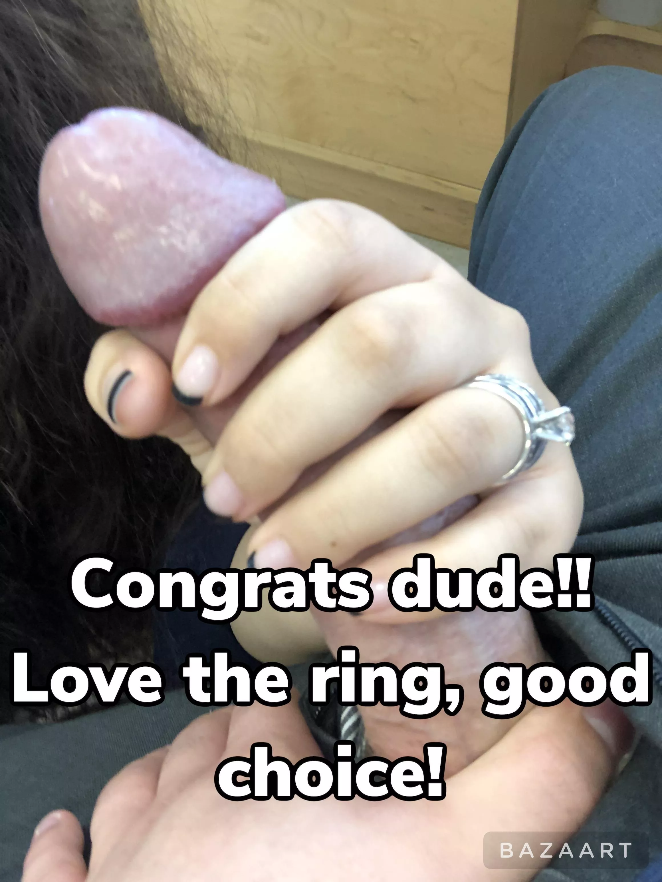 You popped the big question to your girlfriend after all these years! Everyone was so happy for you two, even your now fiancés bull who sent you this text when he noticing something new on her hands!