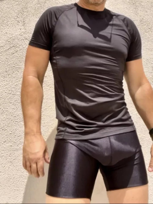 I'm walking my dogs in these shorts and this jock comes up and kneels right in front of Daddy's crotch to pet my pups and start a conversation...