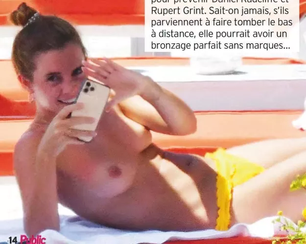 Emma Watson sunbathing naked. Published by the French magazine “Public”