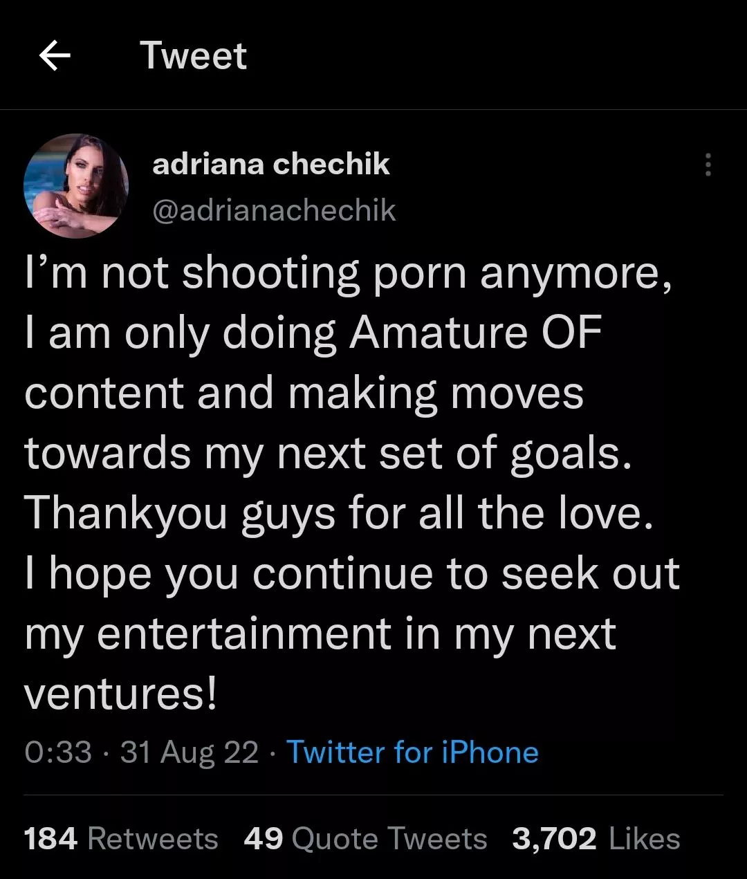 This is going to become a common trend amongst mainstream porn I believe. Onlyfans etc just pays better for these women. It's sad