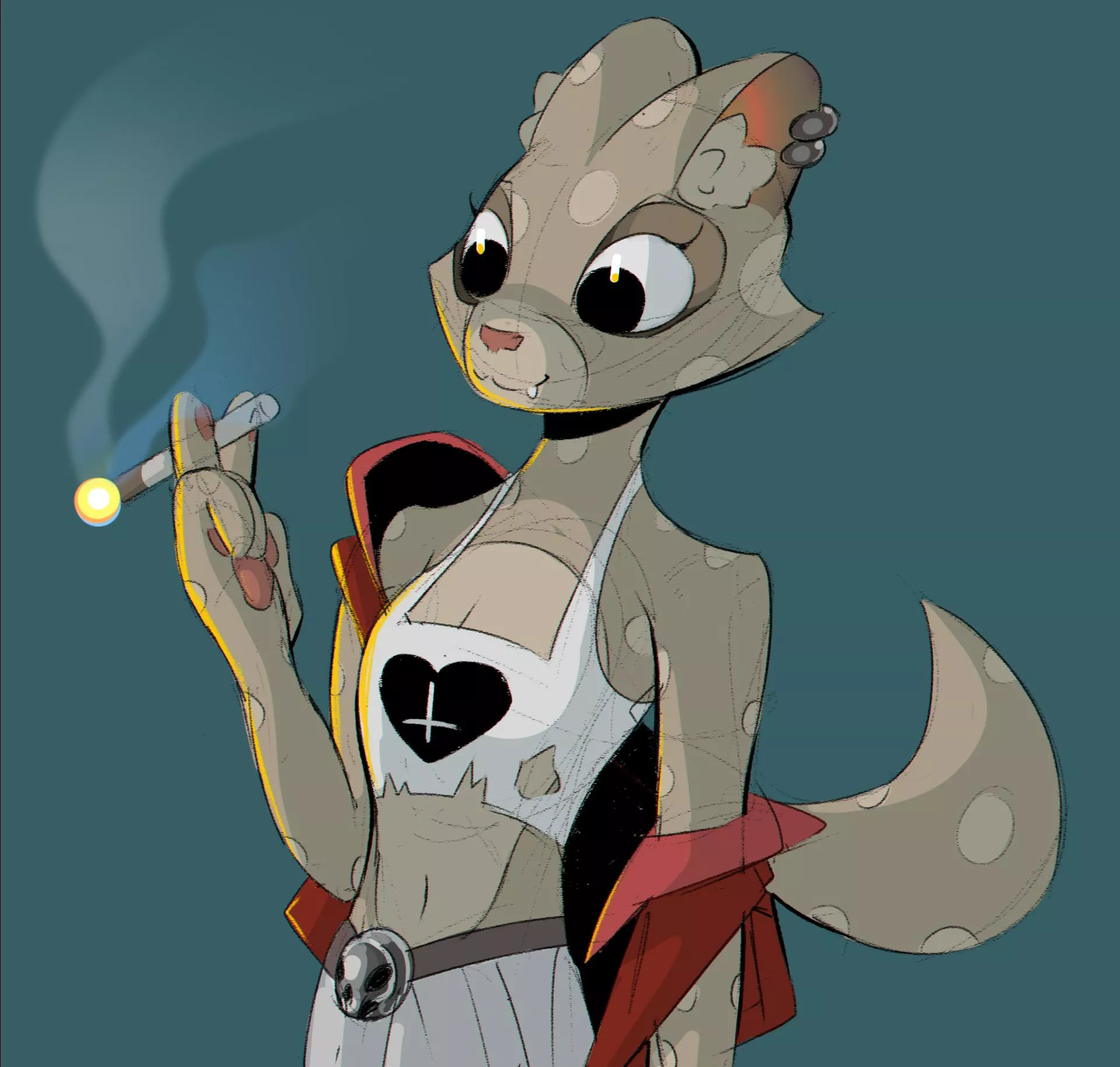 A rough lil drawing I made - the sketch was just my warmup, so theres no context to the character but I think she looks neat