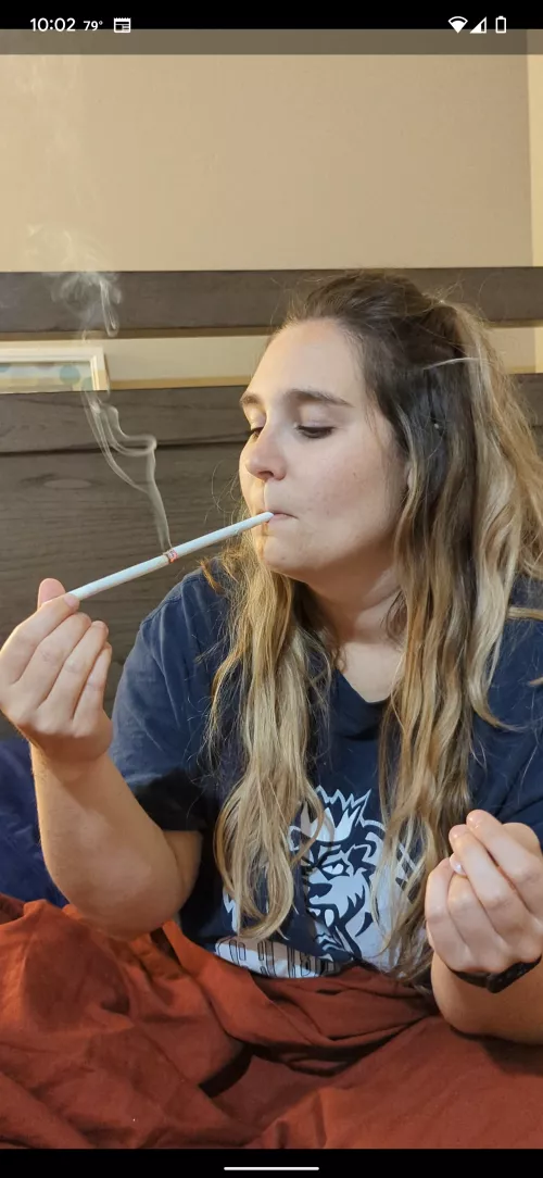 playing with Chain smoking. she's still learning but enjoys practicing