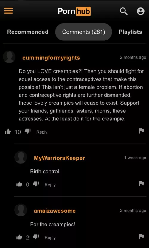 Fuck the patriarchy. Support our creampie rights