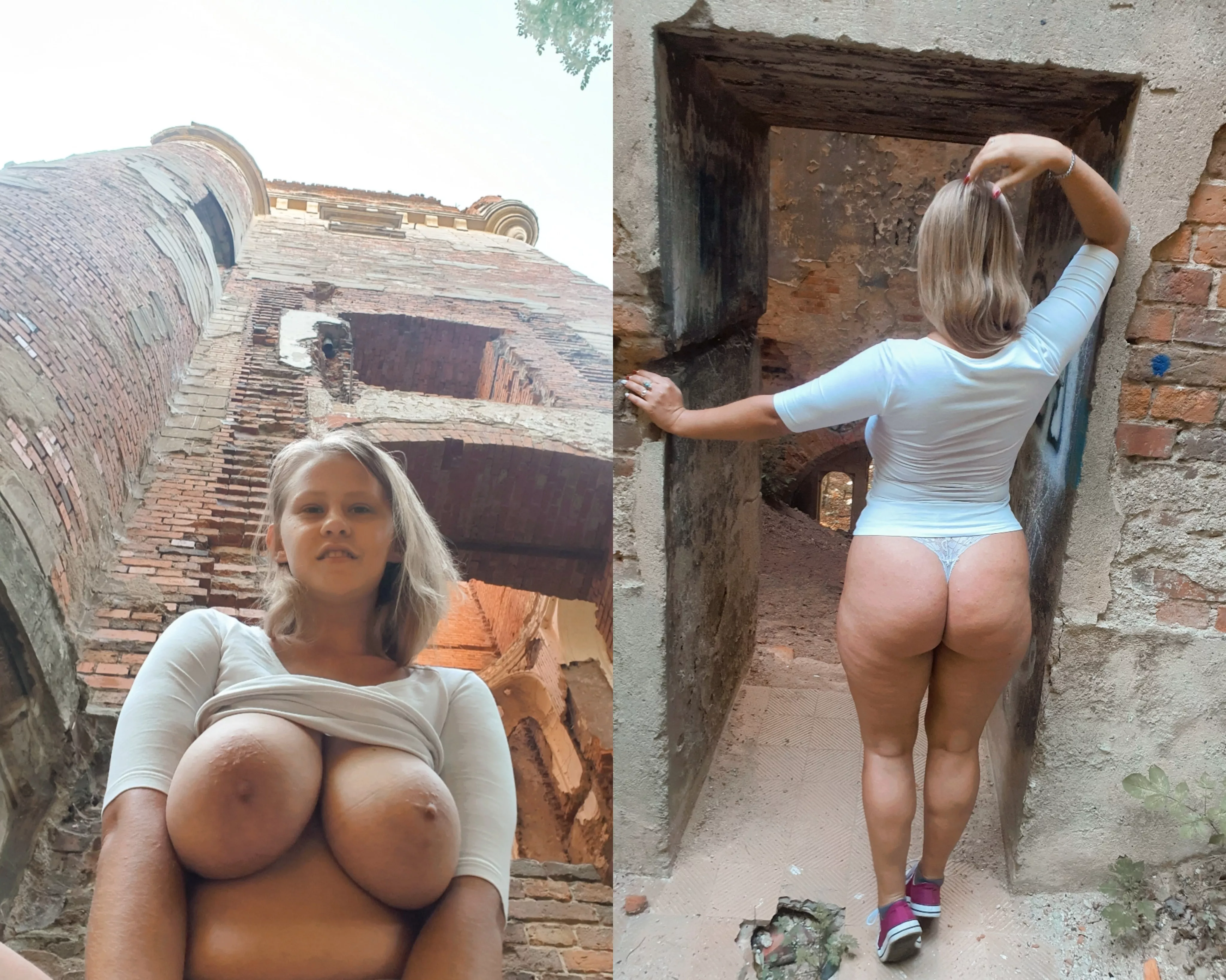 It's a solid ruin, and I'm a solid girl with massive thighs, a big ass and huge boobs who likes urbexing.