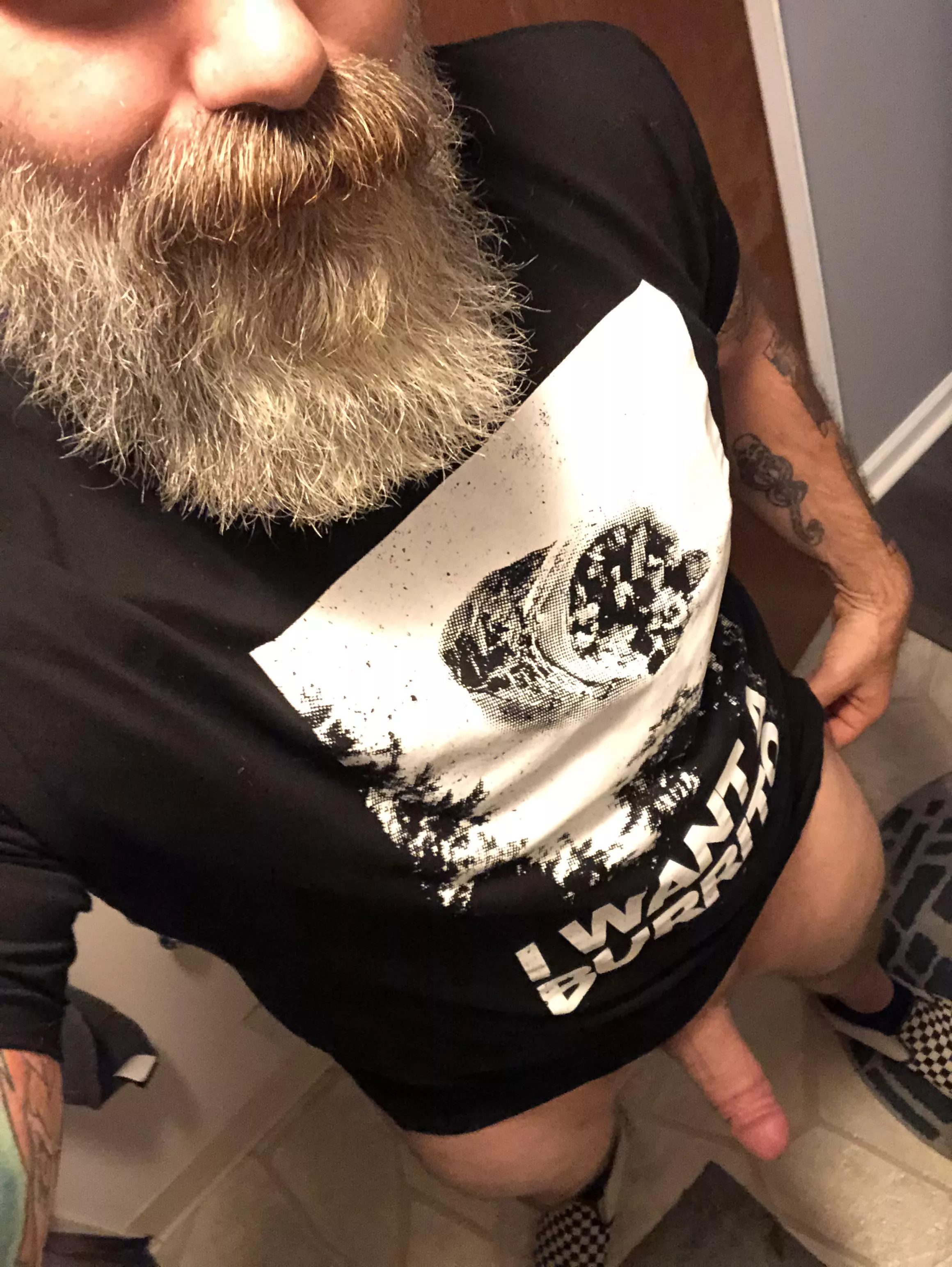 [44] Long day. I'm tired and hungry. The shirt is appropriate.