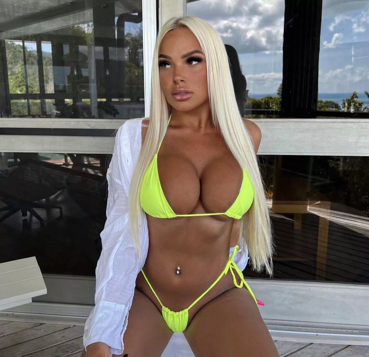 Blonde with decent sized bolt ons