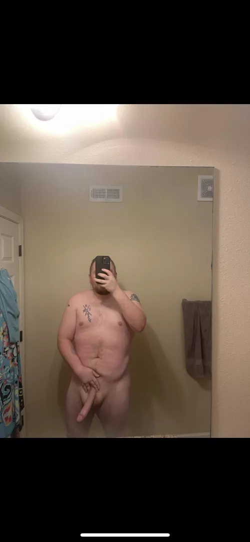 Chubby dude, long cock