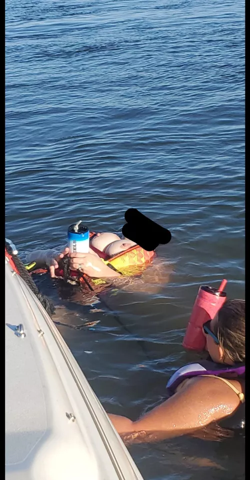 Out in the river with my tits out for everyone to see #milf