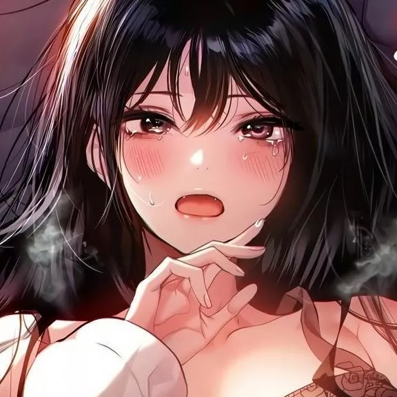 LF Color Source: 1girl, black hair, blushing, mouth open, tears, bra, hands on face