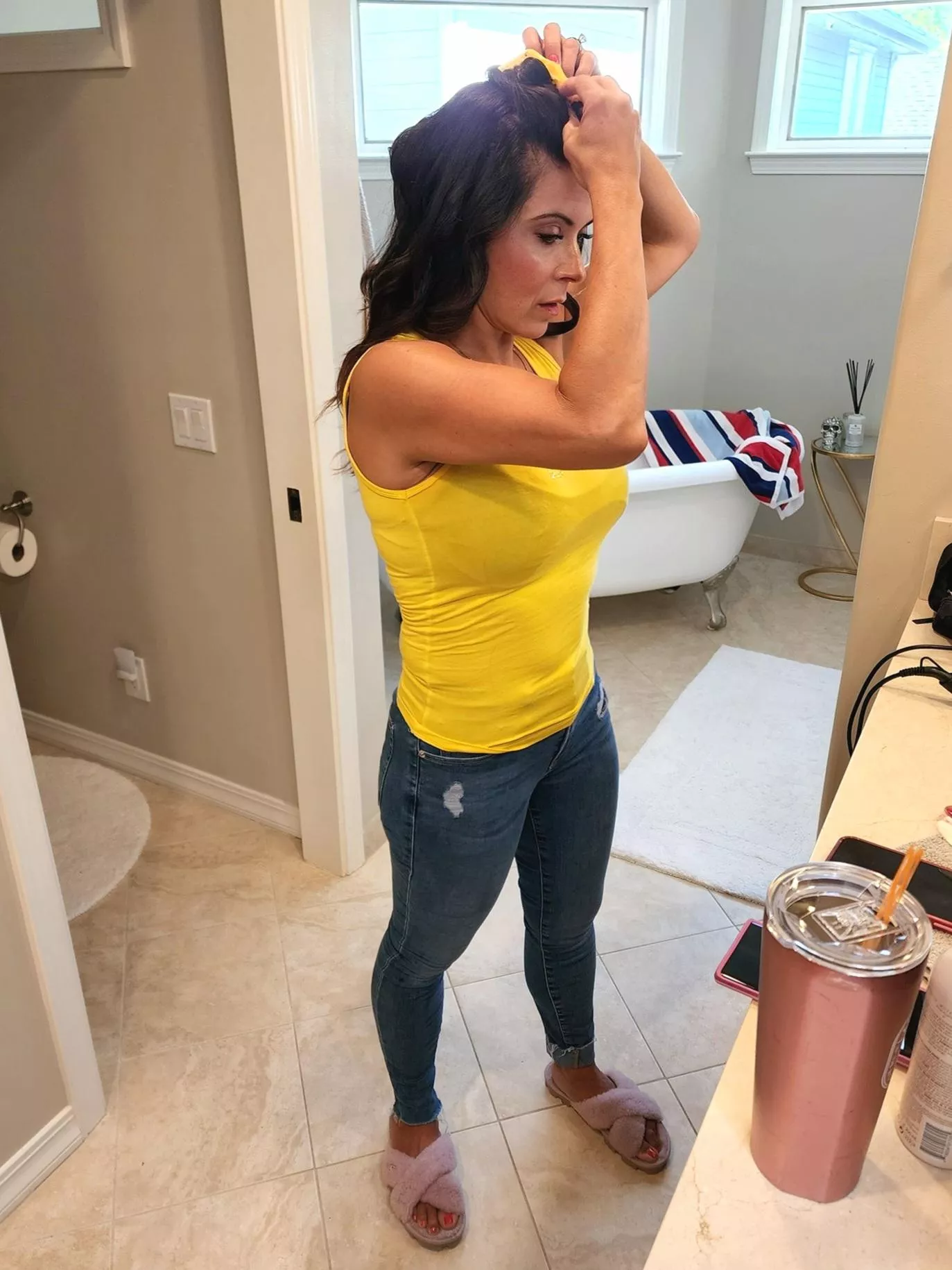 ngl, it's hot to watch her get ready for a date. she denies she's turned on. her body tells a different story, and she gets embarrassed. it's kinda cute.