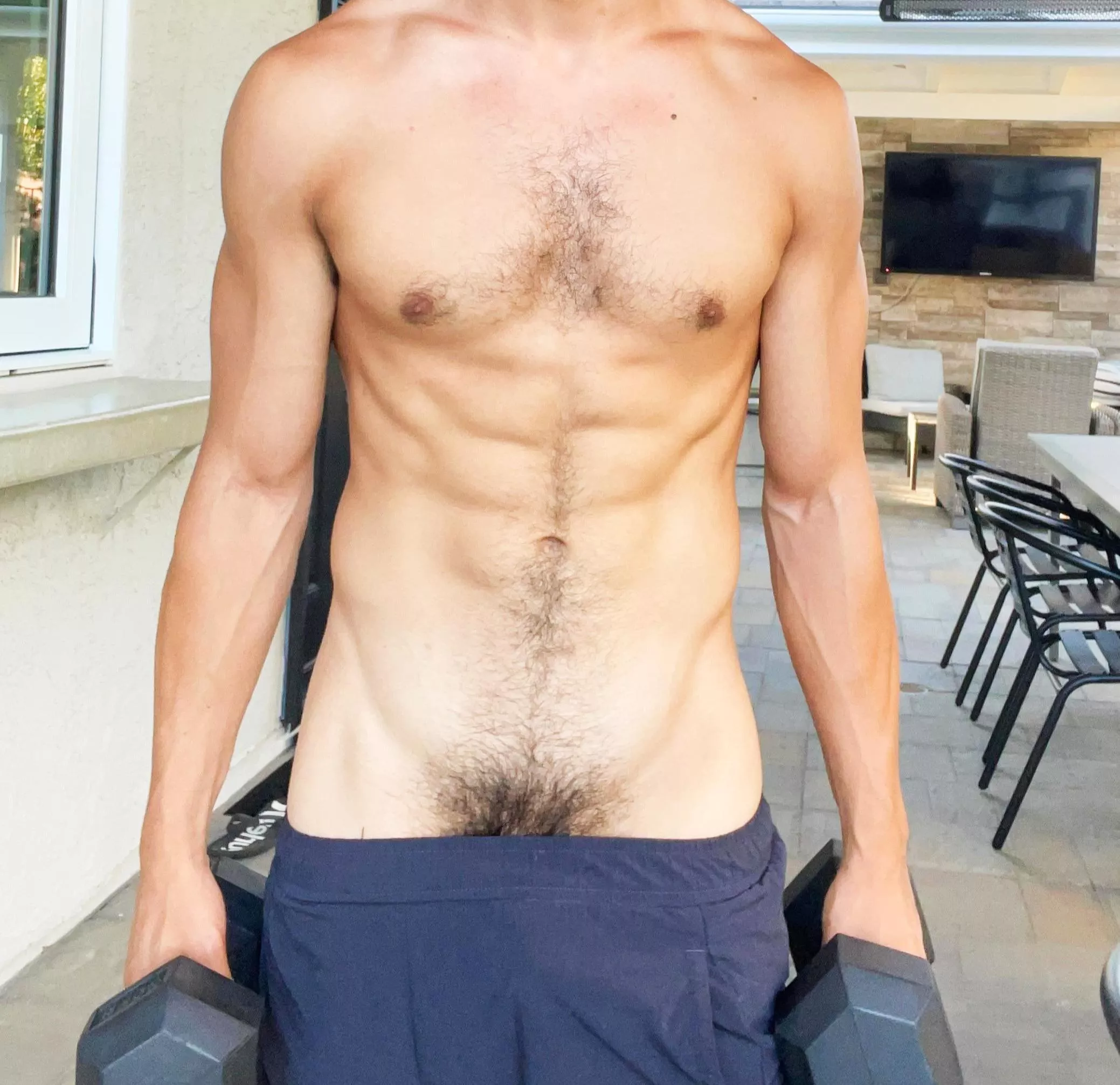 My hands are not free, can you please help me with my shorts?