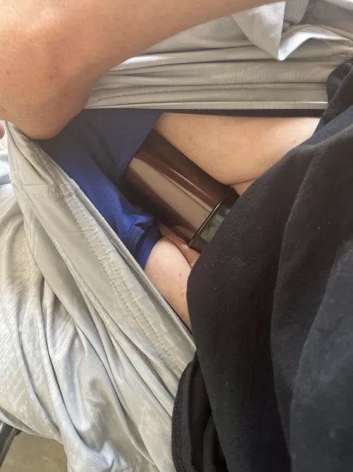 Sneaking a session in the open garage.