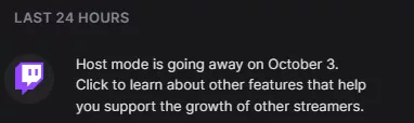 You will no longer be able to HOST anyone after October 3. The feature is going away for good.