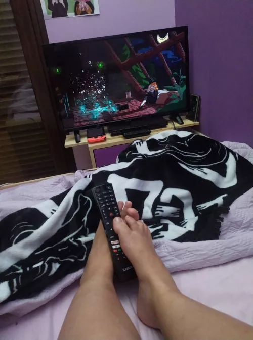 I am relaxing listening to some calm music, who is going to rub my feet?