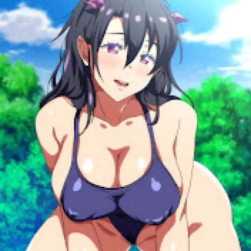LF Color Source: 1girl, purple swimsuit, black hair