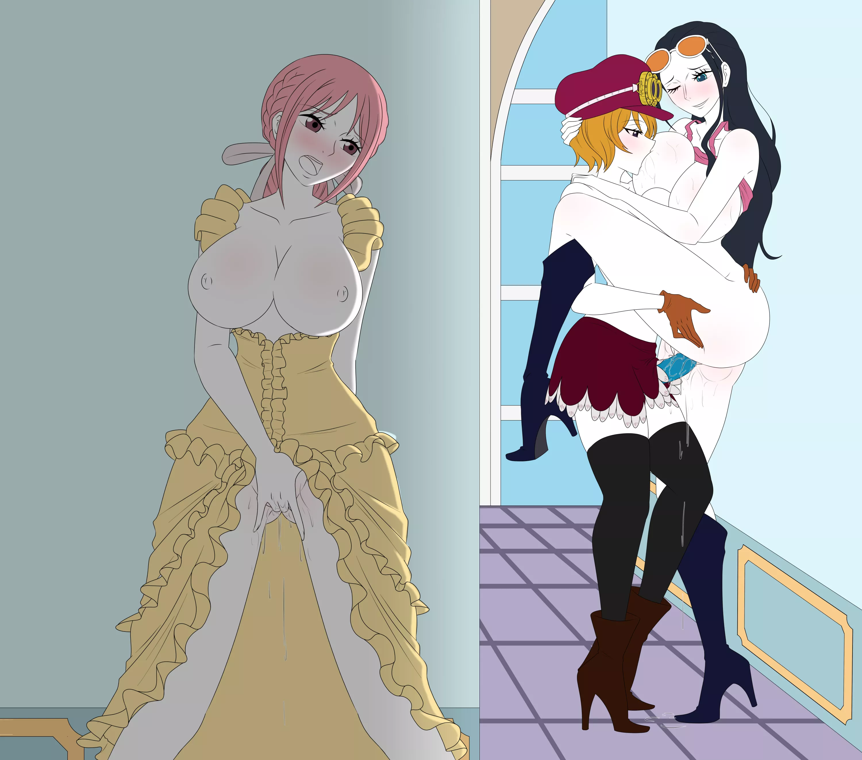 Robin + Koala (+Rebecca) lines + base colors WIP. Feedback/criticism welcomed