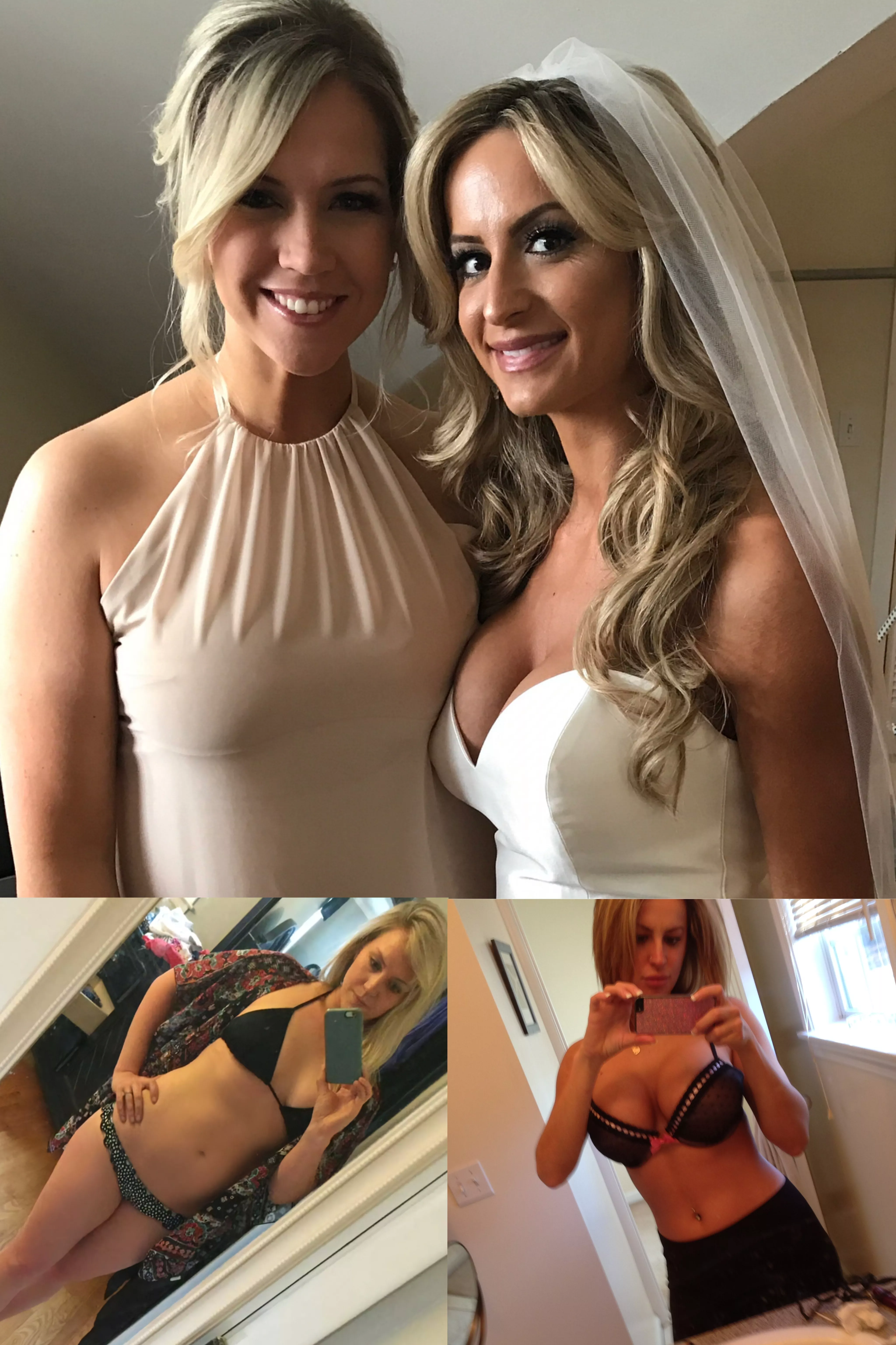 Bride and her bridesmaid showing off with sexy selifies