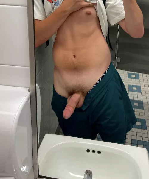 Whipping it out in the college bathroom