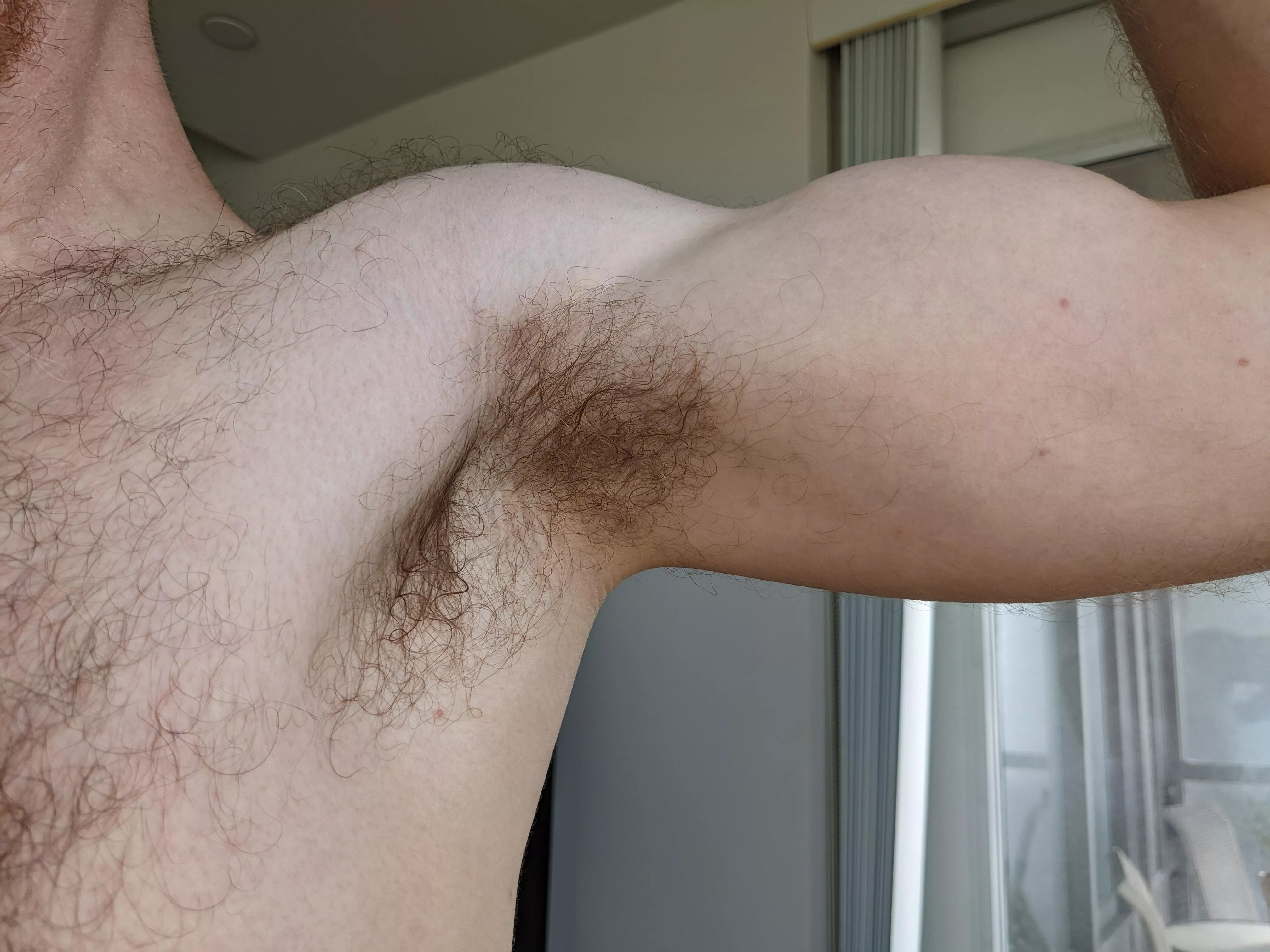 Glistening and stinky after my workout 😈