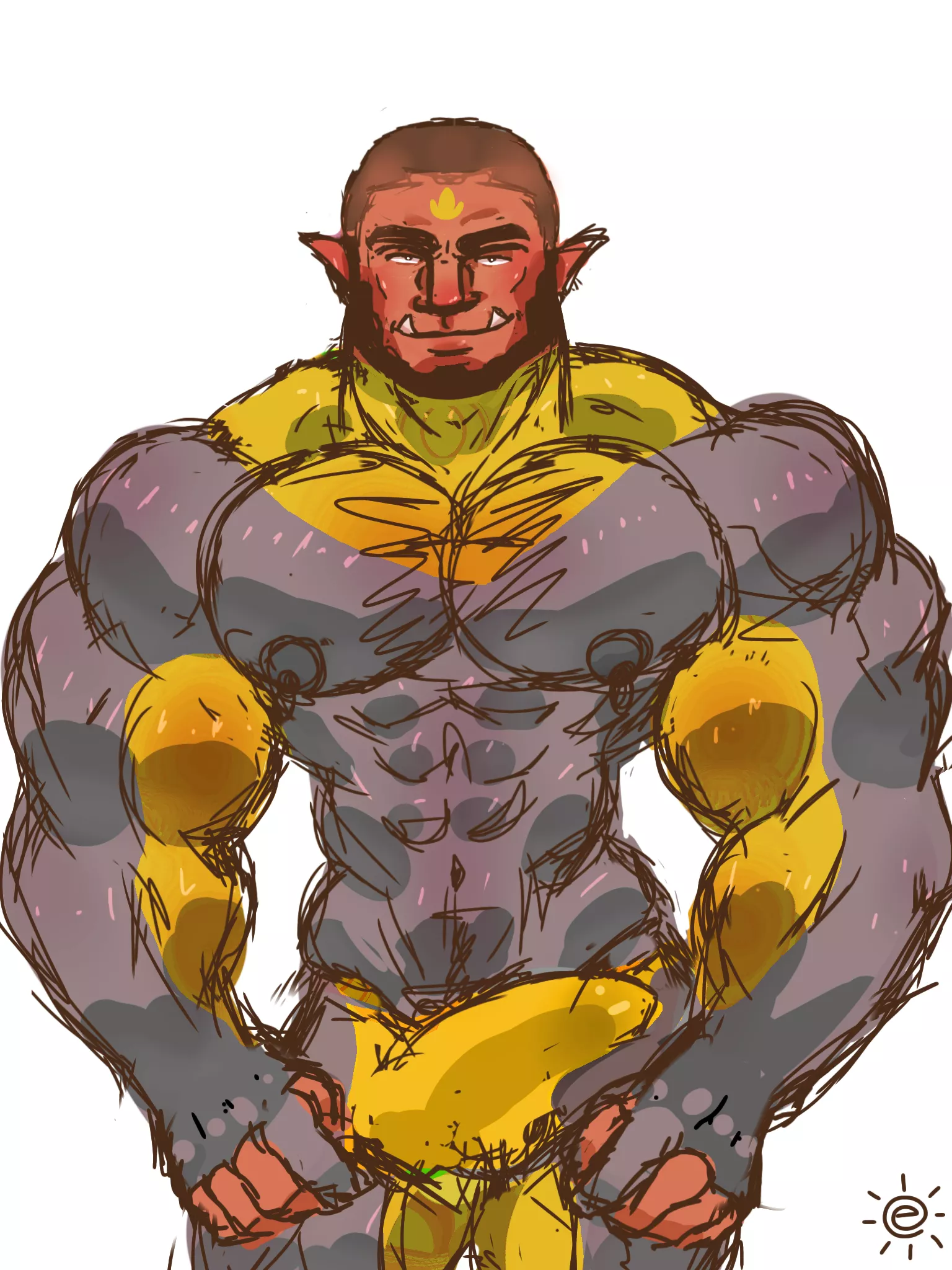 i love bara men, so I made a bara man for me. Do you like that? Follow me on twitter for more. @el_carlo5