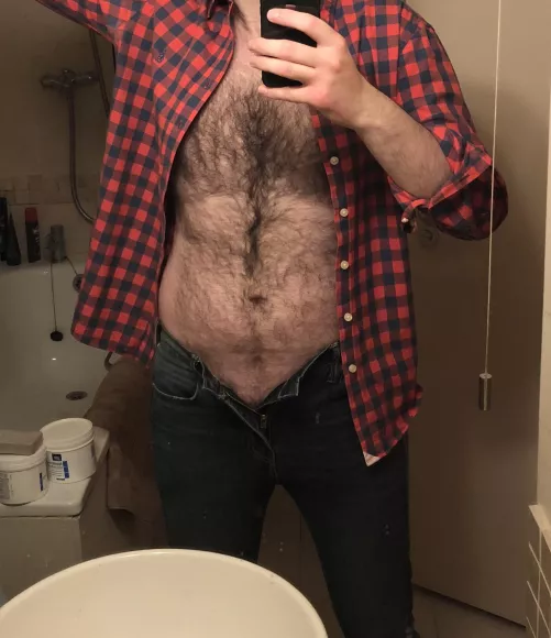 It’s September, so the plaid is out of the wardrobe and I can embrace the lumberjack look again. Do lumberjacks wear underwear? I don’t know, but it seems right not to wear any (41)