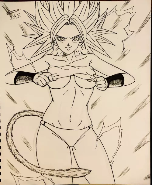 My drawing of Caulifla showing off.