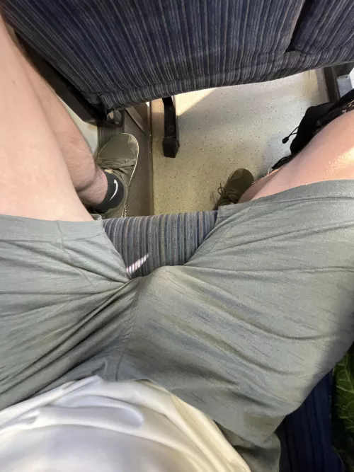 My soft bulge while on the train home. Dare you to DM me such sexy stuff makes me so hard there’s no way it’s not noticeable when I get up for my stop…