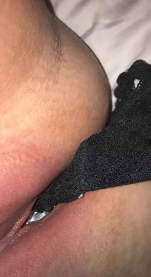 panties inside my pussy for the very first time. i'm addicted to how good the lace feels 🥰 cum see more, only $5 link in comments!