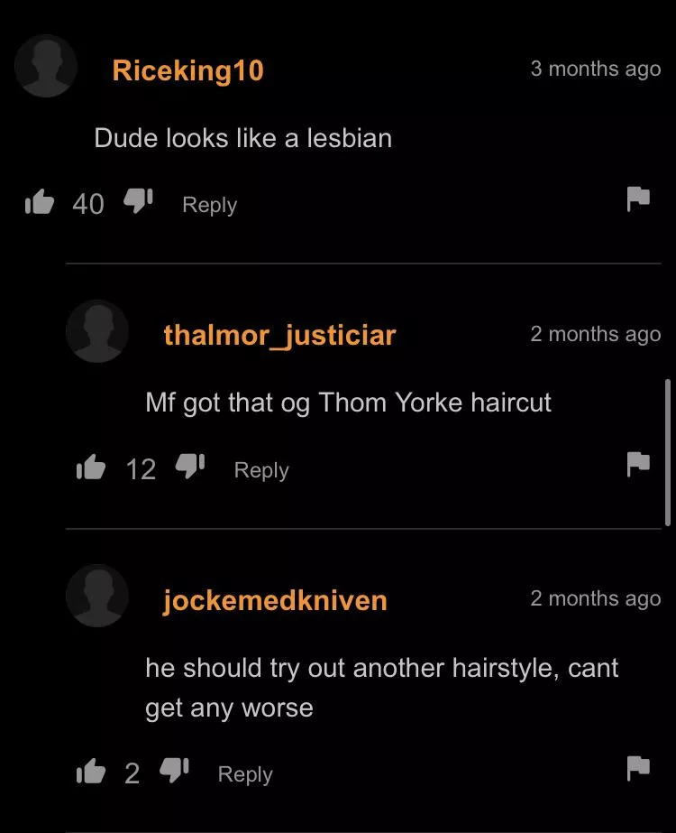 The whole video was funny but the comments were great