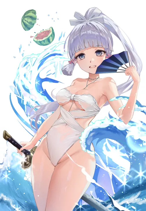Ayaka in her cute swimsuit (by Zet ゼット)